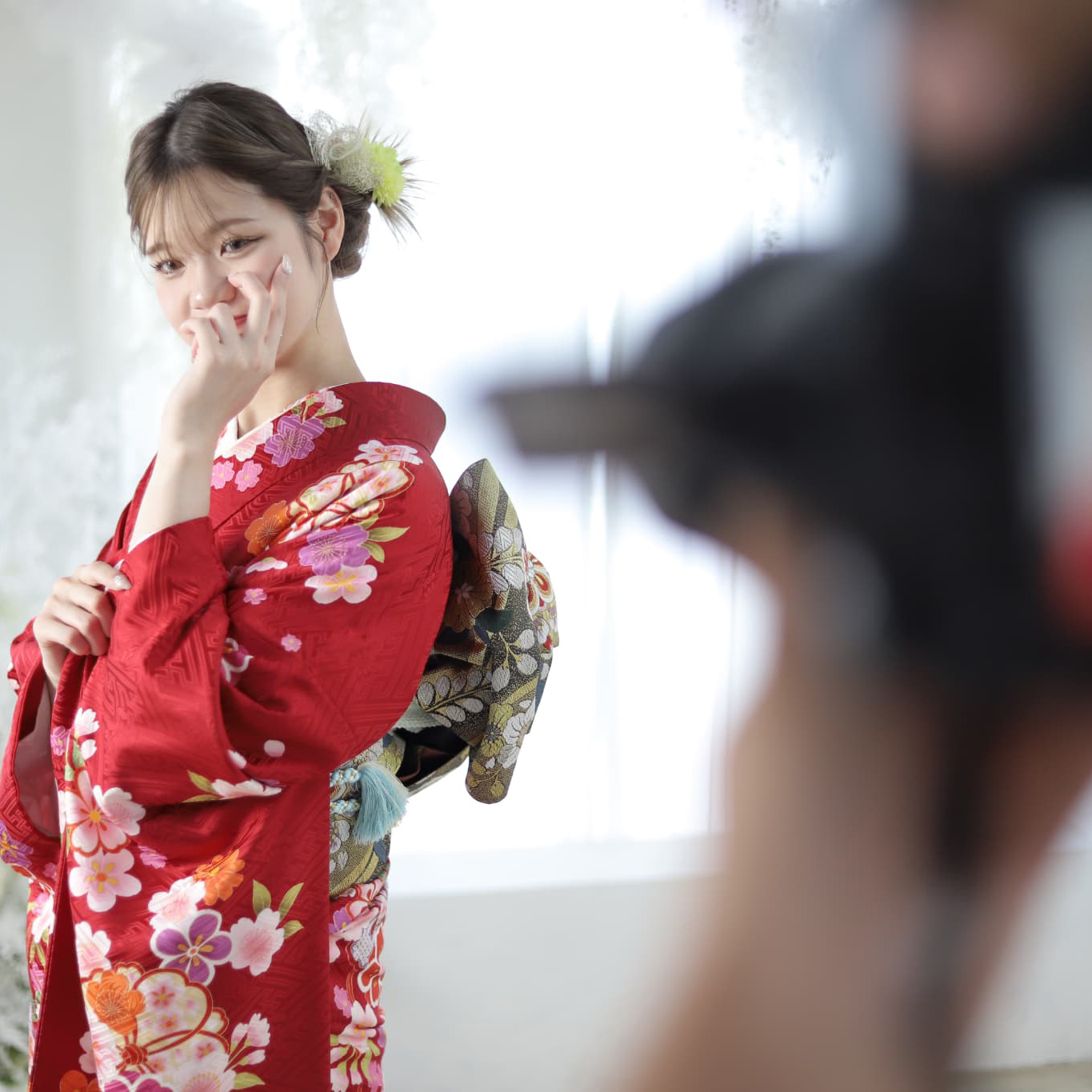 木津川市・精華町・京田辺市の成人式_フォトスタジオワタナベ(渡辺写真館)_振袖_スタジオ撮影_撮影風景_写真